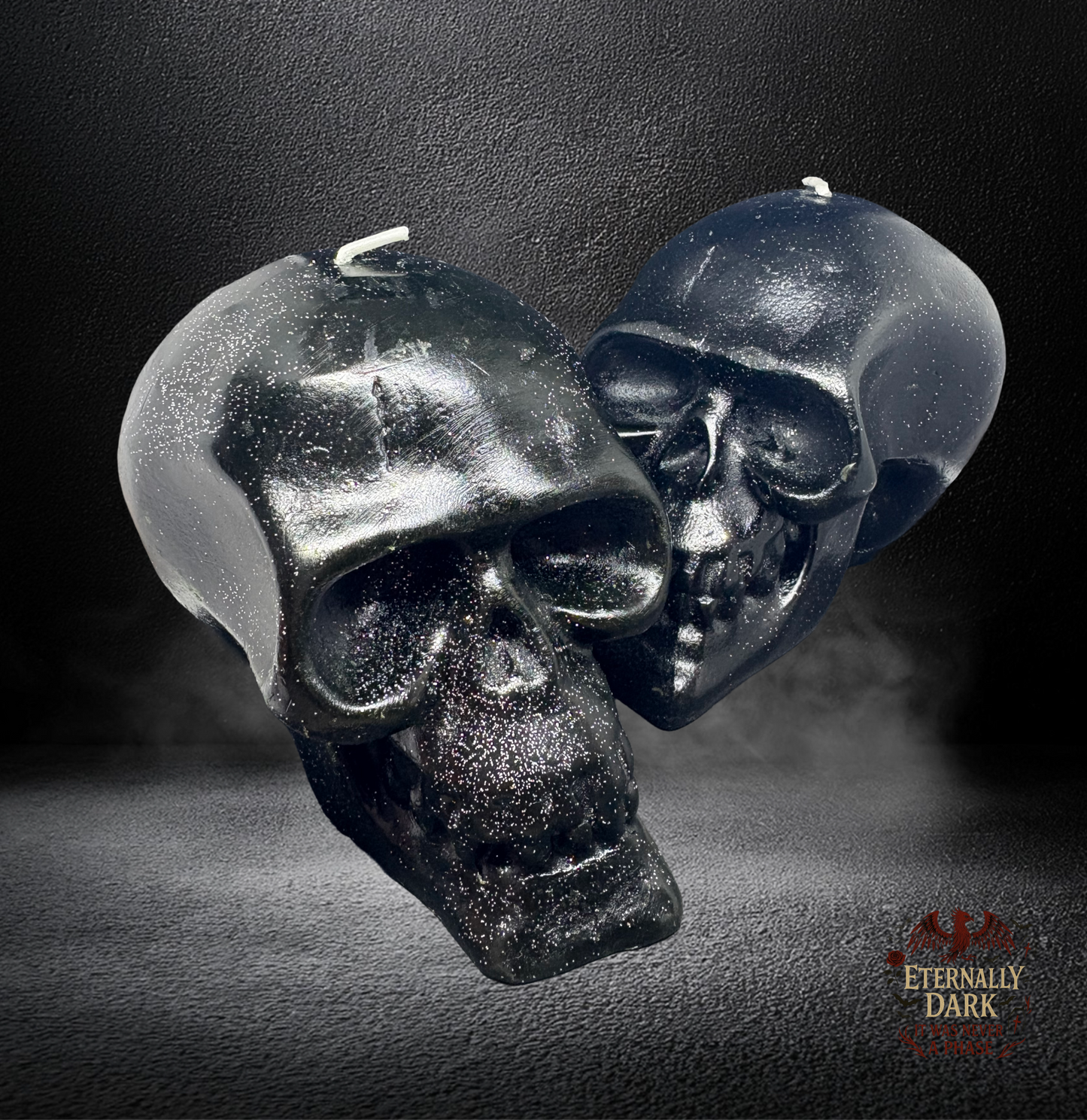 Eternally Dark Glitter Skull Candle