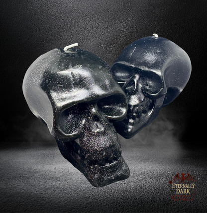 Eternally Dark Glitter Skull Candle