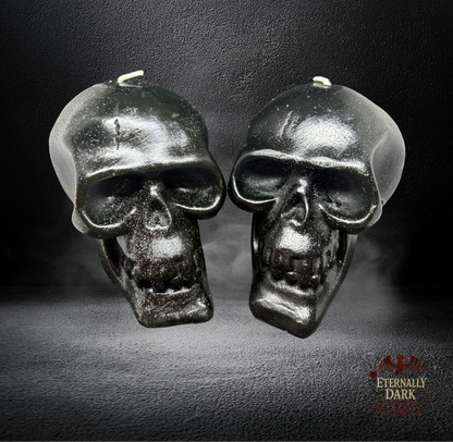 Eternally Dark Glitter Skull Candle