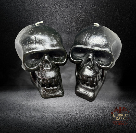Eternally Dark Glitter Skull Candle