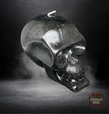 Eternally Dark Glitter Skull Candle
